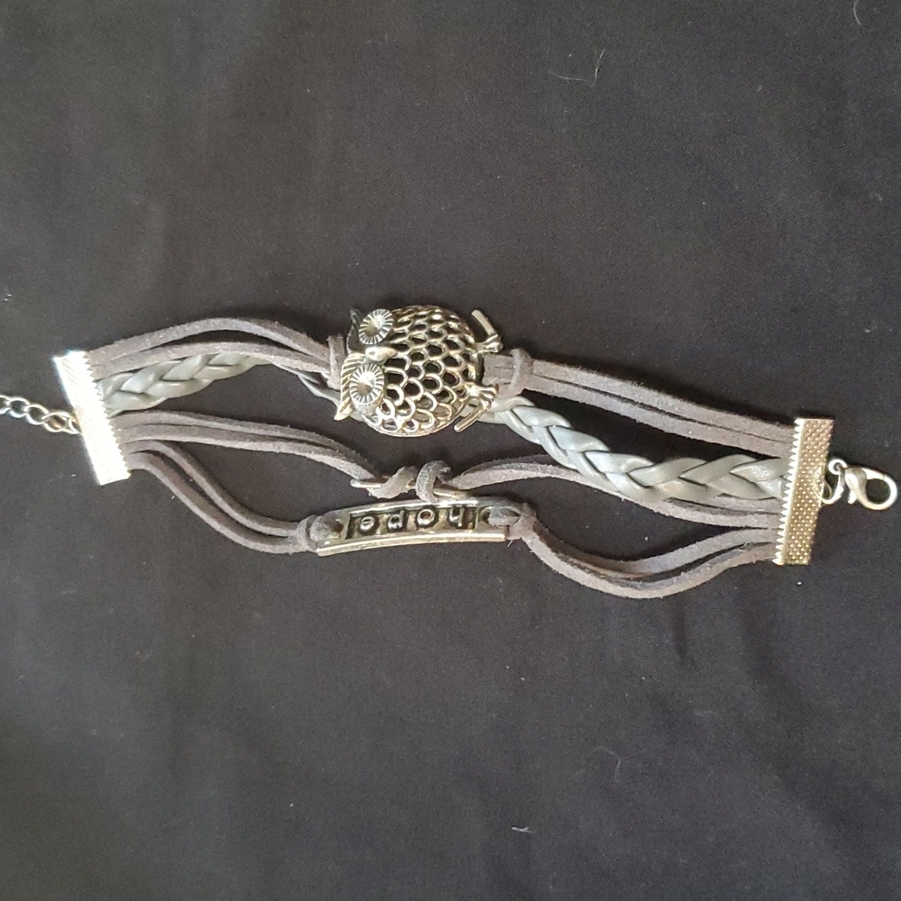 Hope owl bracelet grey